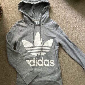 Adidas Gray and White Sweater with Trefoil Logo